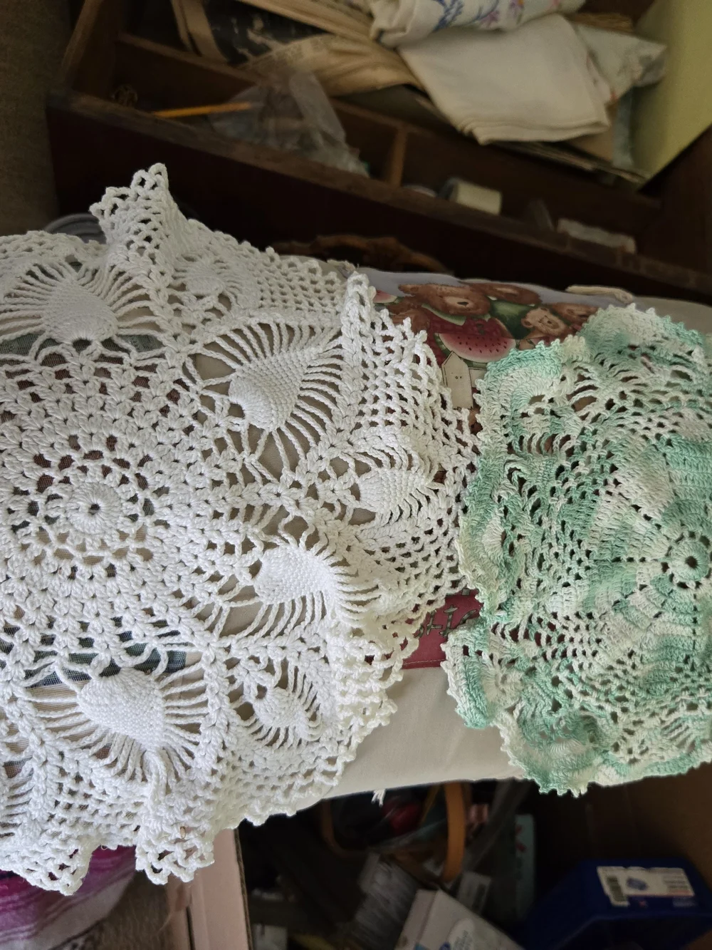 Embroidered Floral Pillowcase in White with Pink and Green. A Lot Of Items